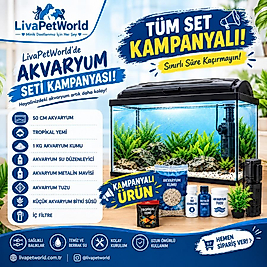 50 CM Komple Akvaryum Seti – İç Filtre, 1 KG Akvaryum Kumu ve 100 GR Tropikal Yem Dahil | Kampanyalı Set