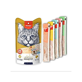 Wanpy Creamy Treat - Krem Ödül Maması Wanpy Karışık 8 Lezzetli Krema Kedi Ödülü 25*14 gr