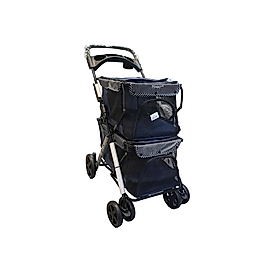 Tommy İki Katlı Evcil Hayvan Arabası 85x51x100cm siyah Max 10+10 Kg