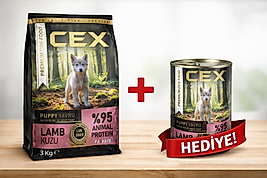 Cex Puppy Premium Kuzulu Yavru Köpek Maması 3 kg + 415 g Yaş Mama HEDİYE
