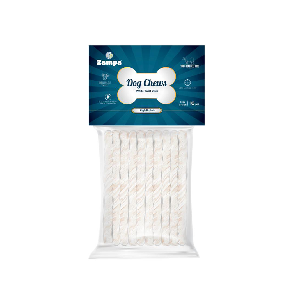 Zampa Beyaz Burgu Çubuk (Sticks) Kemik Köpek Ödülü 10'lu - 5g