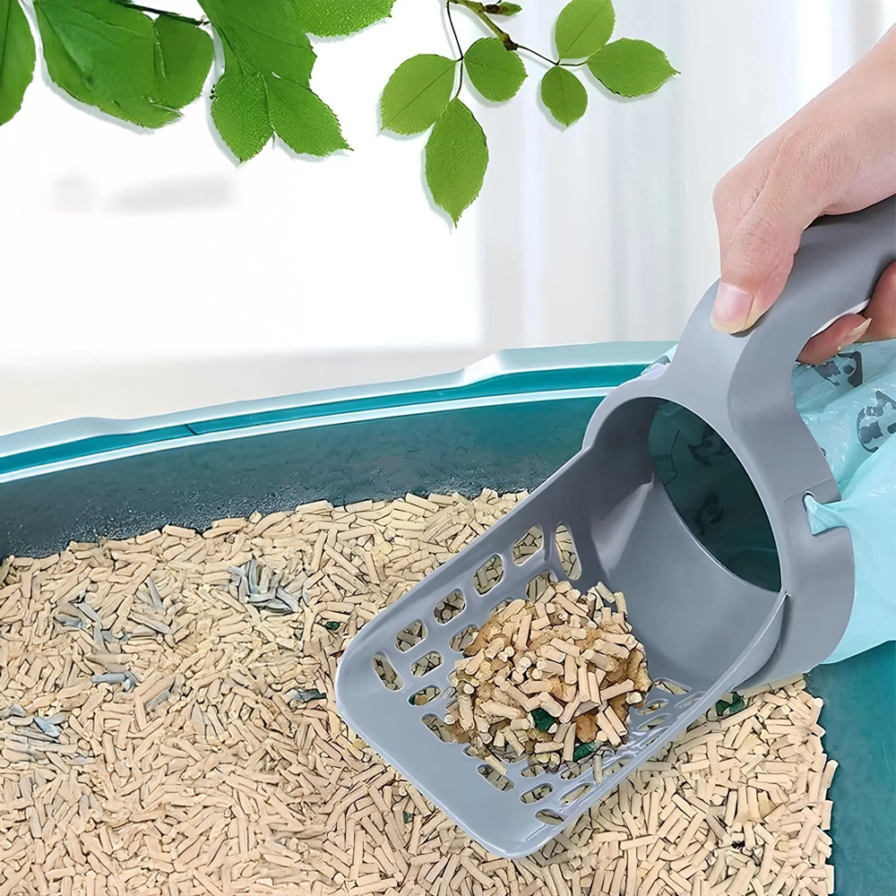 Elekli Poşet Hazneli Kedi Kumu Küreği