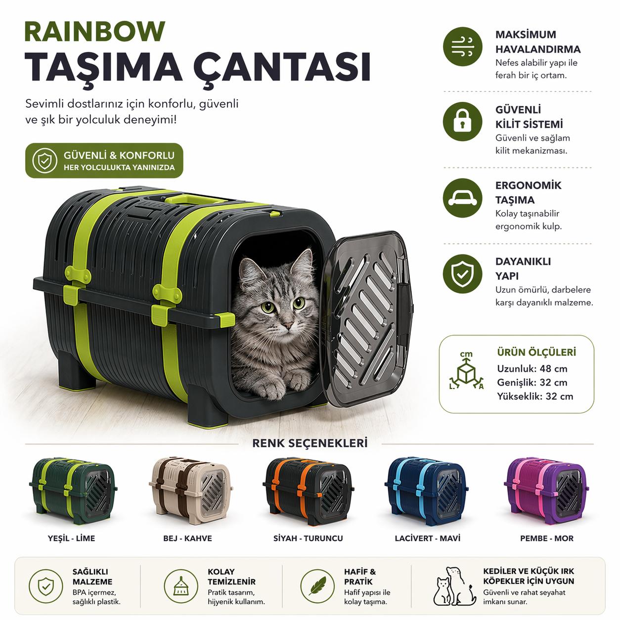 🐾 Rainbow Taşıma Çantası