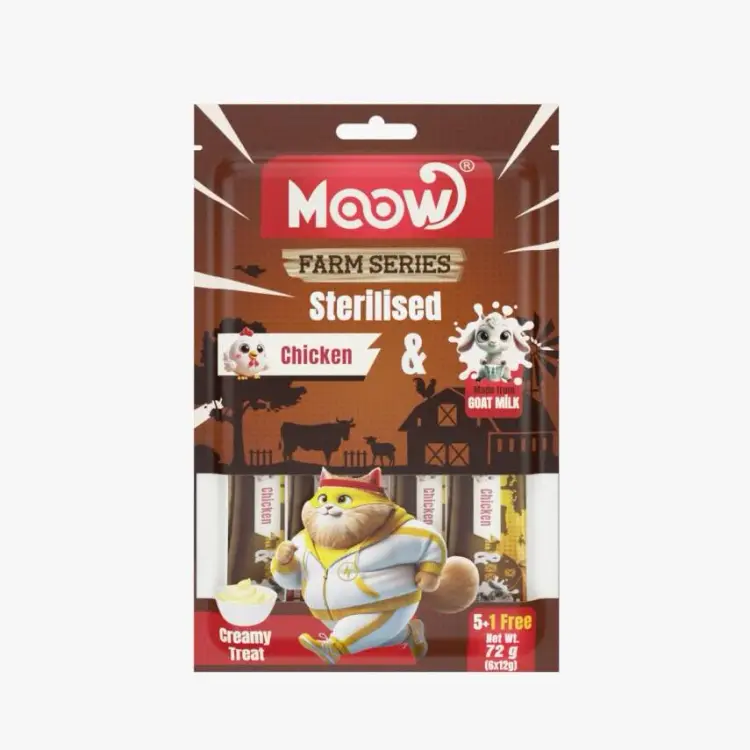 Moow Tavuklu Keçi Sütlü Sterilised Kedi Krema 12gr x 6