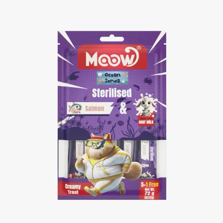 Moow Somonlu Keçi Sütlü Sterilised Kedi Krema 12gr x 6