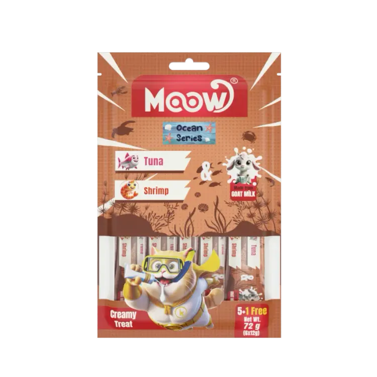 Moow Ton Balıklı & Karidesli Keçi Sütlü Kedi Krema 12gr x 6