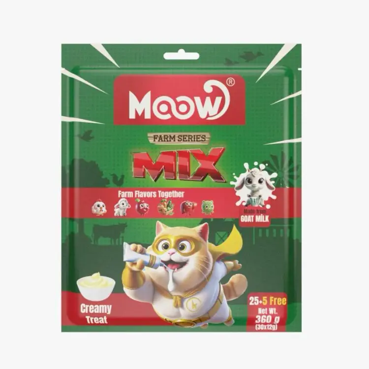 Moow Mix 6 Lezzetli Çiftlik Serisi Keçi Sütlü Kedi Krema 12gr x 30' lu