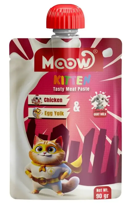 Moow Taze Tavuklu & Yumurta Sarılı Keçi Sütlü Yavru Kedi Et Ezmesi 90gr*4
