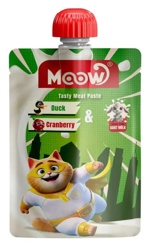 Moow Taze Ördekli & Kızılcıklı Keçi Sütlü Kedi Et Ezmesi 90gr*4