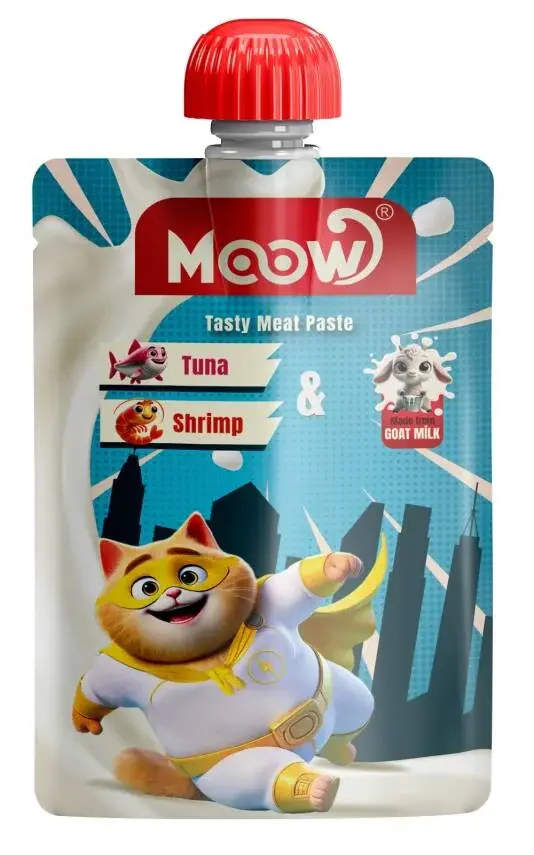Moow Taze Ton Balıklı & Karidesli Keçi Sütlü Kedi Et Ezmesi 90gr*4